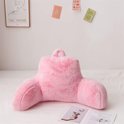 Reading Pillow Bed Wedge Large Adult Backrest Lounge Cushion with Arms | Back Support for Sitting Up Pink