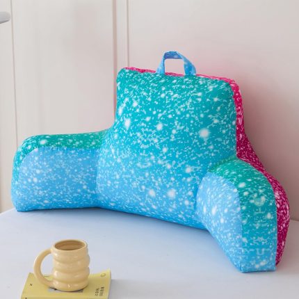 Teal Reading Pillow for Bed Colorful  Backrest Pillow for Sitting in Bed Green Children Standard Bed Wedge Pillow Glitter Gradient Back Cushion with Armrests for Kids Teens Adults, Teal